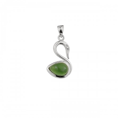 Jade Néphrite Cygne Pendentif en argent 925