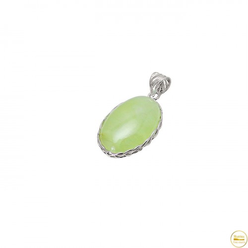 Prehnite Oval Pendant in 925 sterling silver